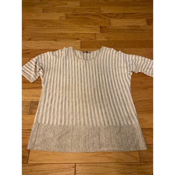 Lafayette 148 women's ten striped linen short sleeve blouse size small - Picture 1 of 8